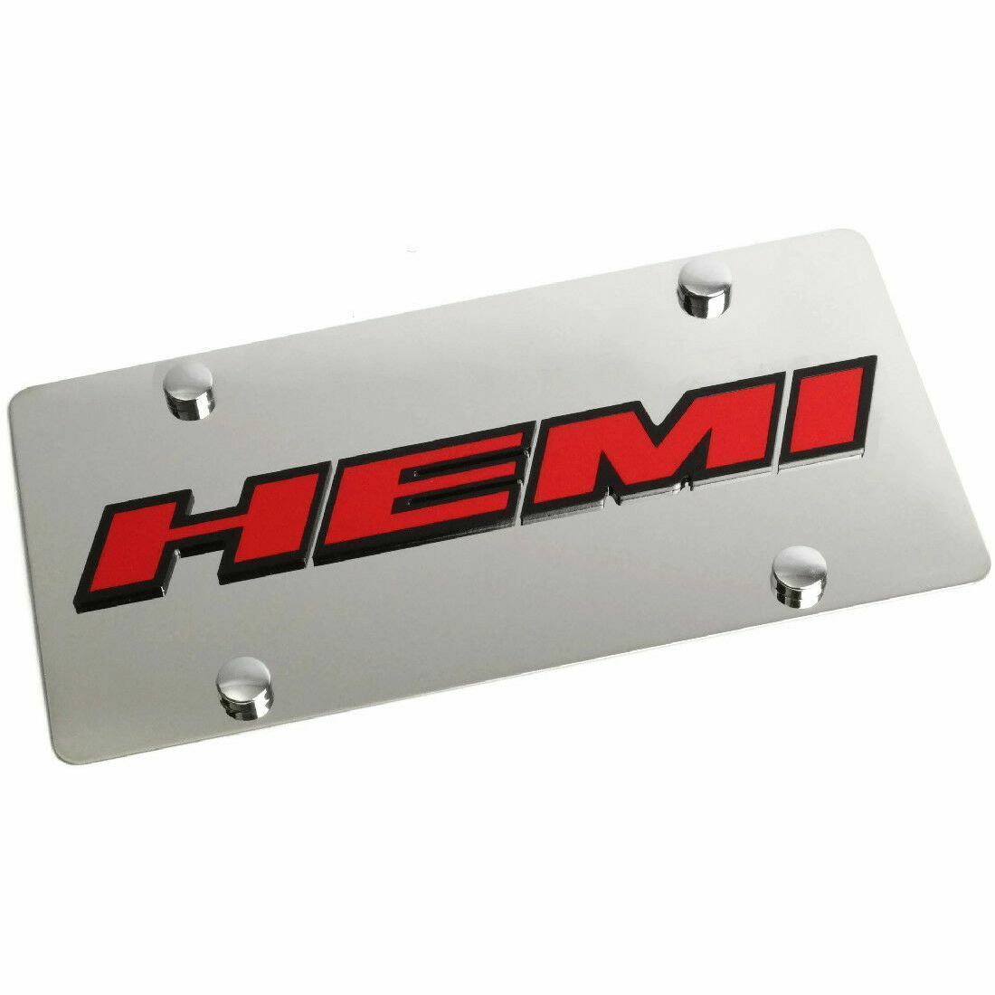 Stainless Steel Plate New Hemi Black Red Outline License Plate Frame 3D Novelty