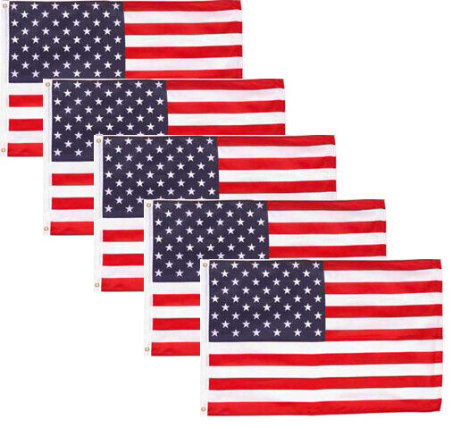 5 (five) Huge 3' x 5' USA Flags - Free USA Shipping