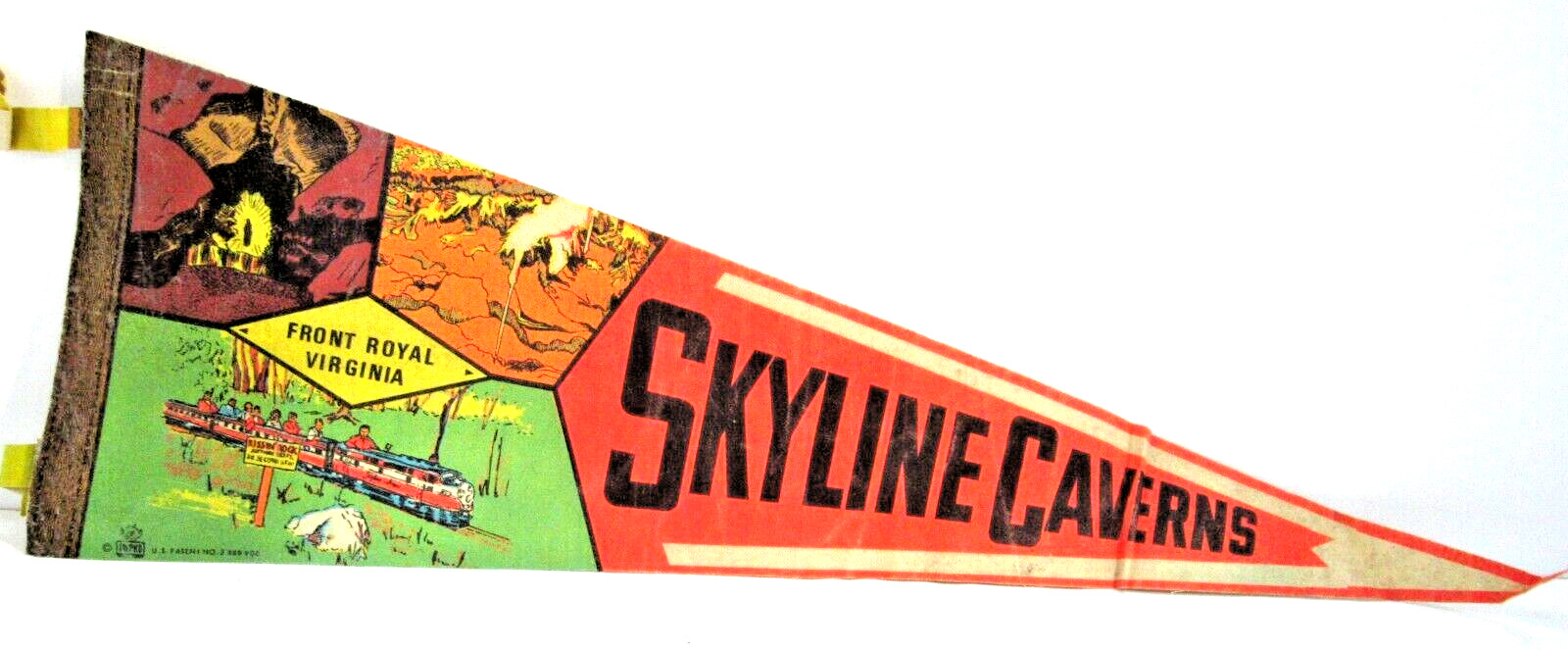 Vintage 1950\'s The Skyline Caverns Front Royal Virginia Souvenir Flag Pennant