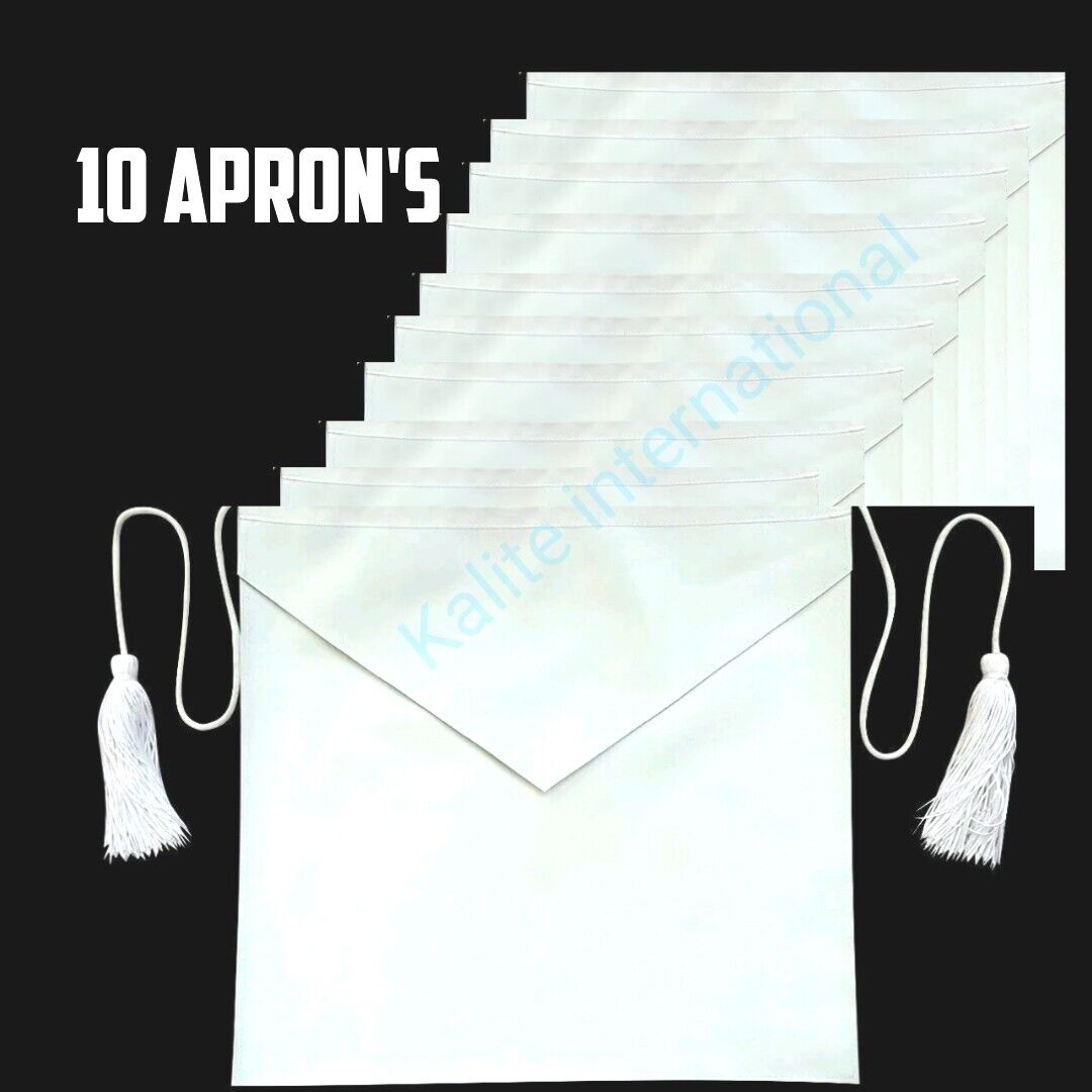 Masonic Synthetic Leather White 10 Apron's Lot for CANDIDATE/ ENTERED APPRENTICE