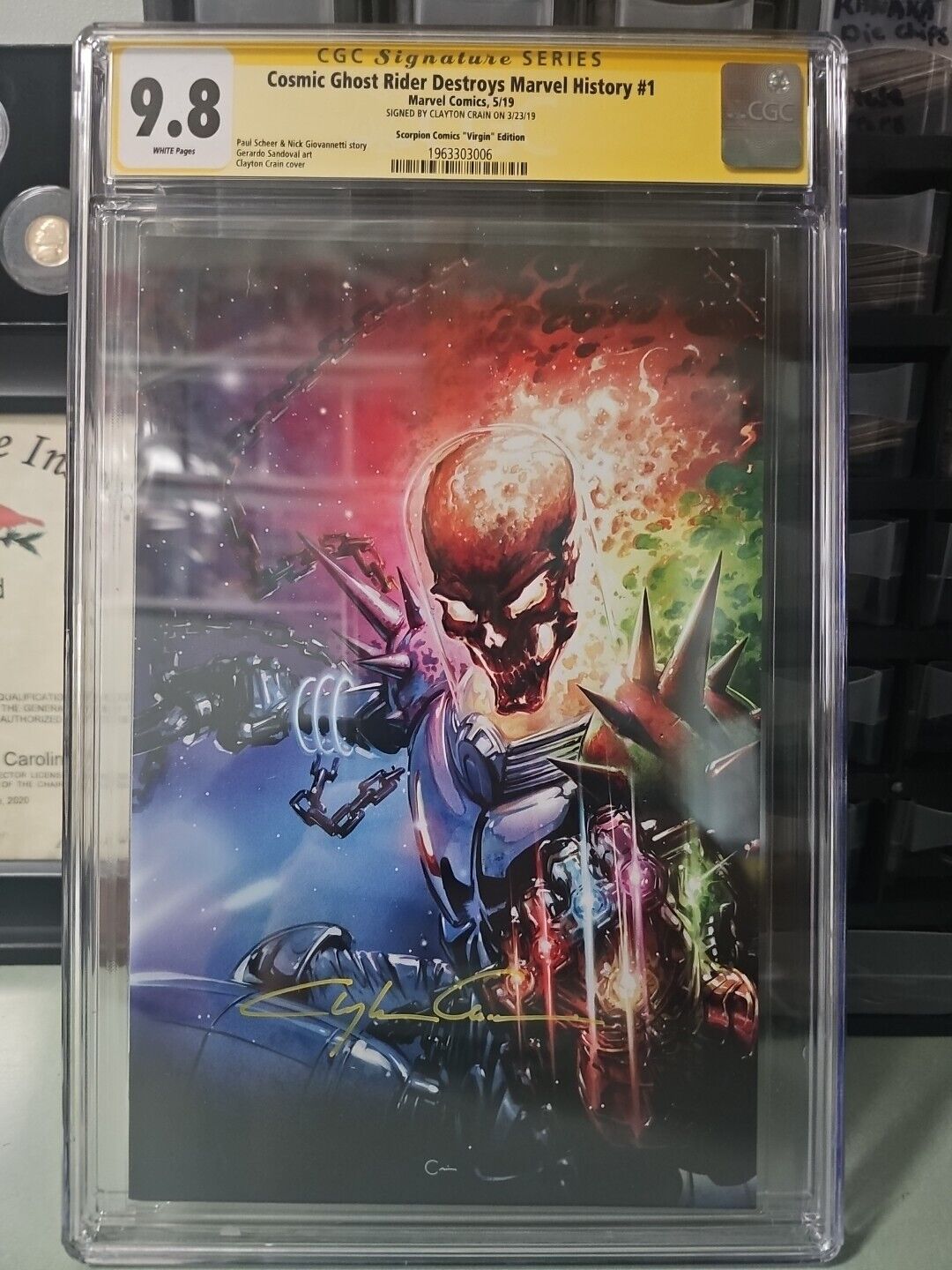 Cosmic Ghost Rider Destroys Marvel History #1 CGC  9.8 signed By Clayton Crain
