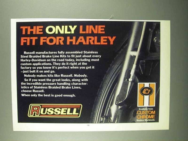 1987 Custom Chrome Russell Braided Brake Line Kits Ad