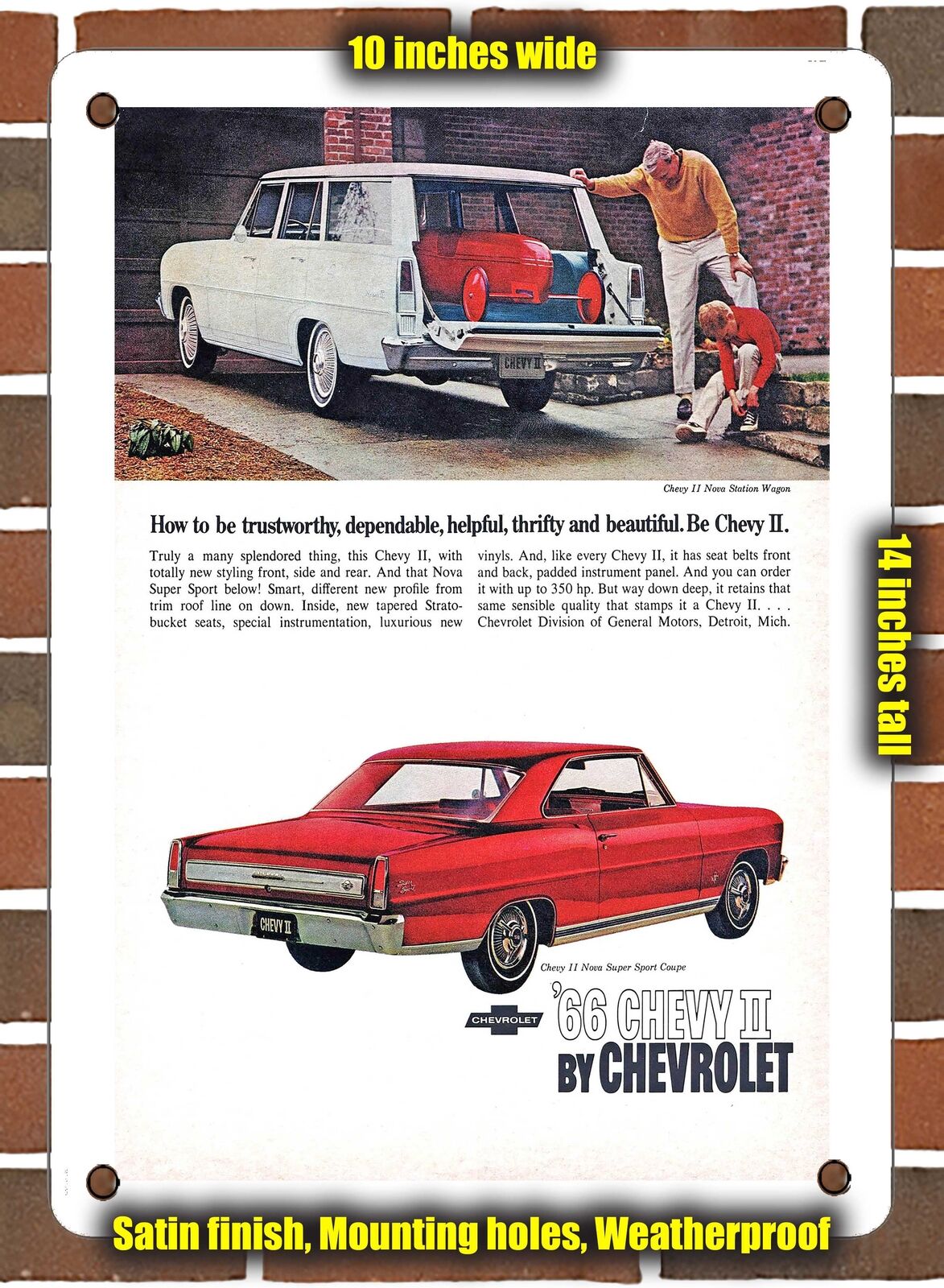 METAL SIGN - 1966 Chevy II Nova Wagon Sport Coupe - 10x14 Inches