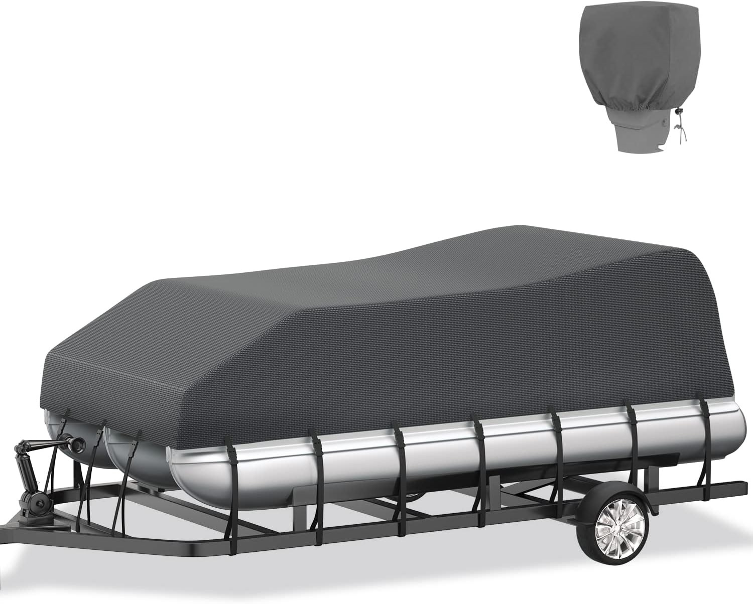 Pontoon Boat Cover Trailerable + Motor Cover, 800D Solution-Dyed Oxford Pontoon 