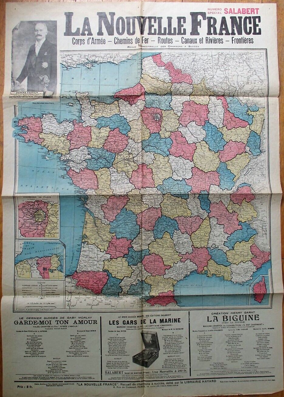 Railroad & Street Map 1930 Large French Advertising Poster-Phonograph, Ads, Etc.