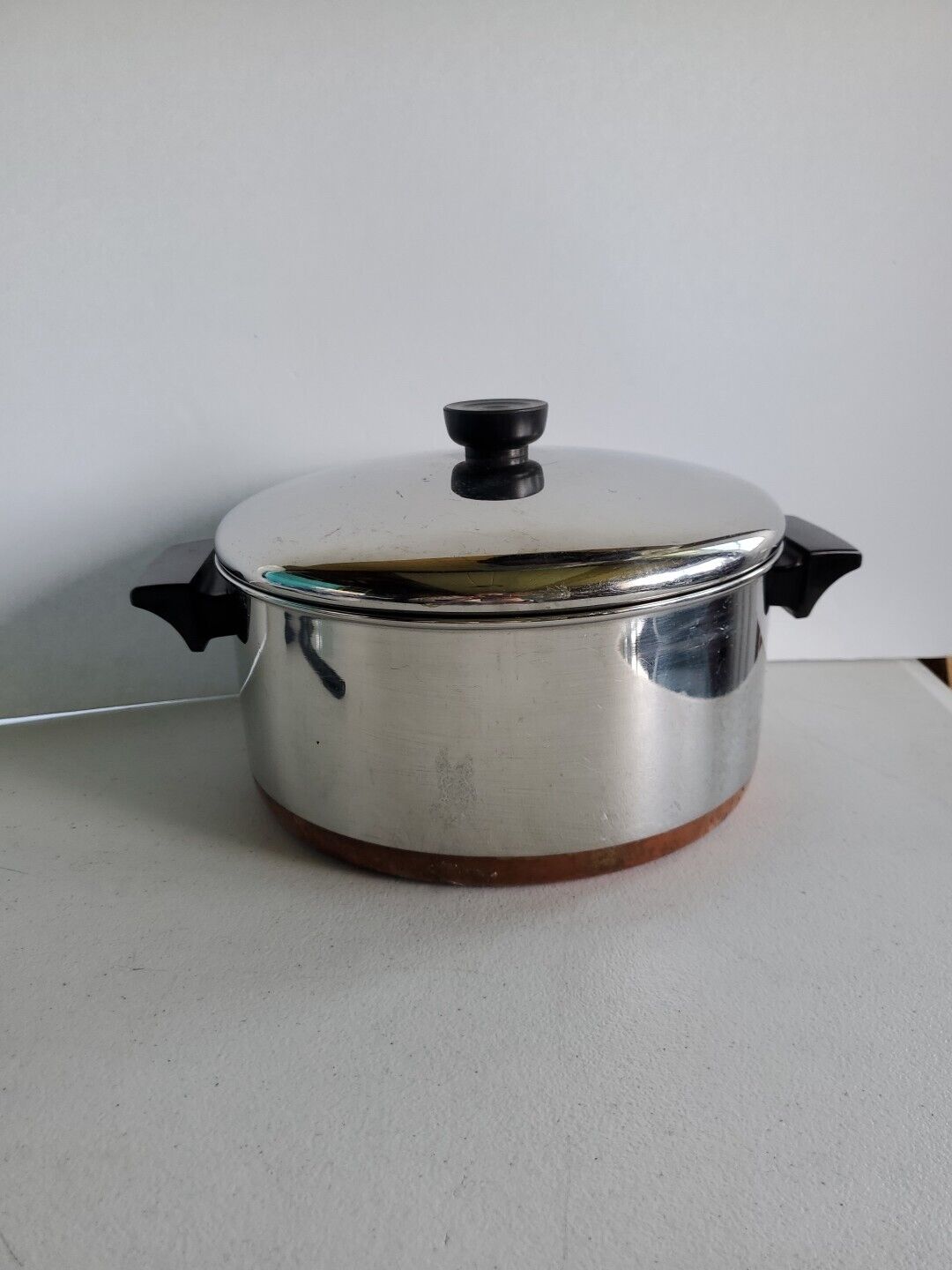 Vintage Revere Ware 4 1/2 Qt Stock Pot Dutch Oven w/ Lid Made in Clinton ILL