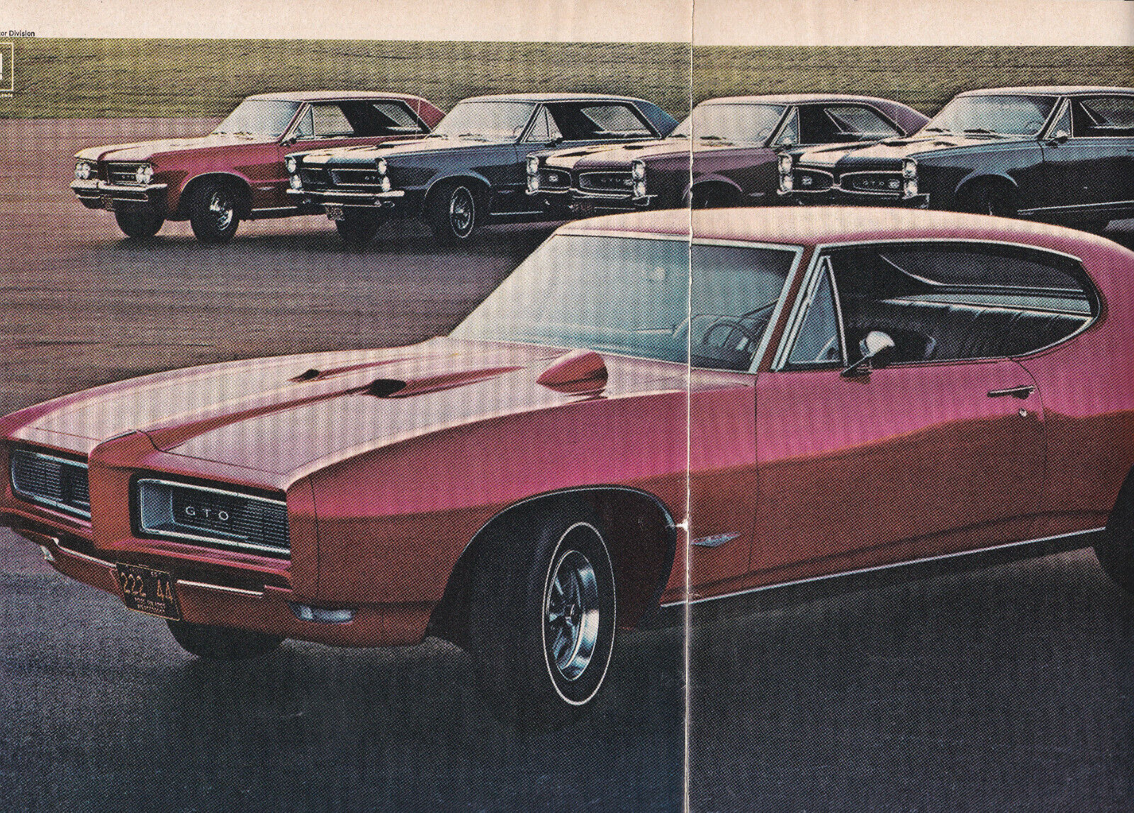 1968 Pontiac GTO \'The Great One\' with 64-\'67 GTOs, 2-Page Separated Magazine Ad