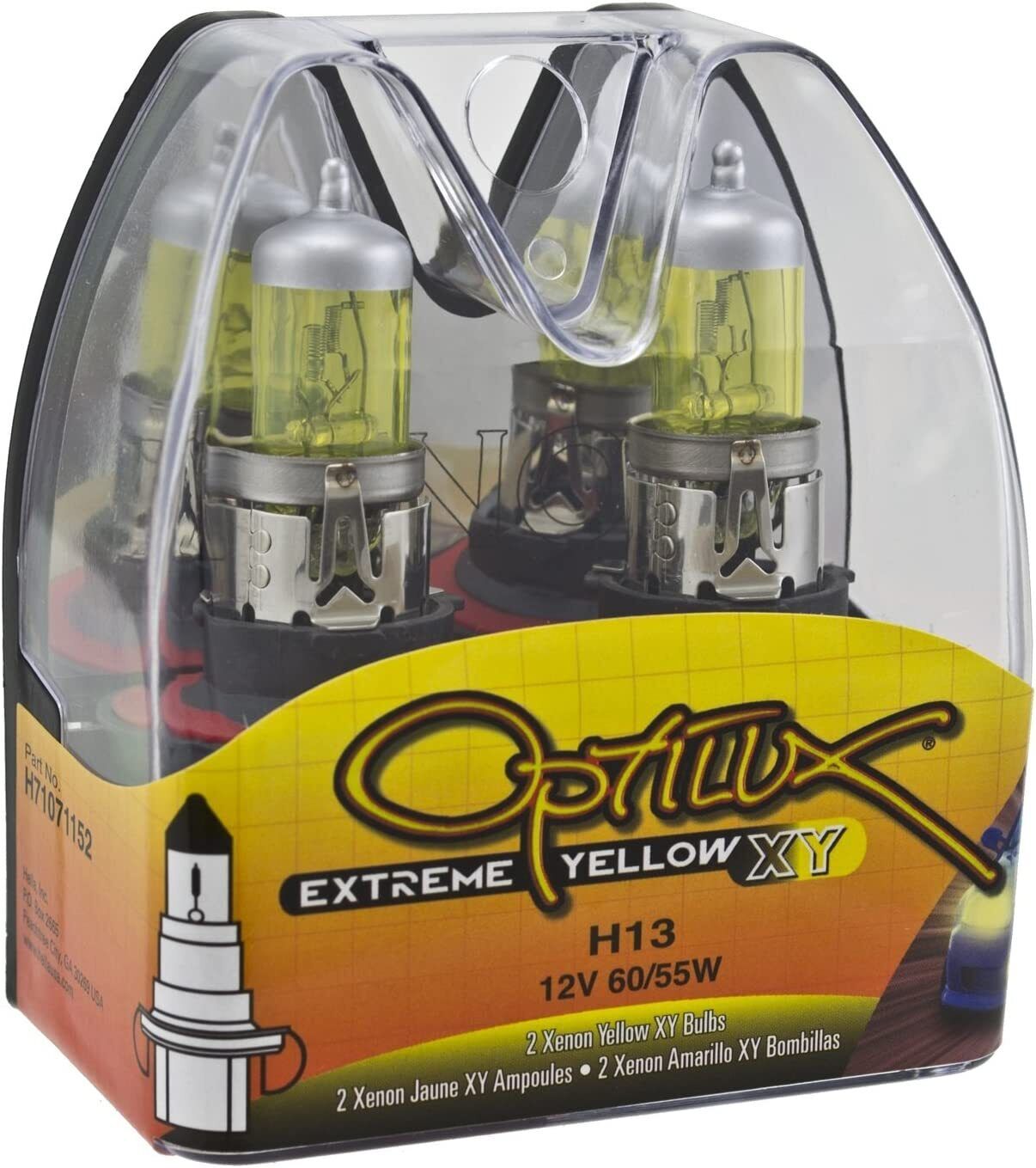 Optilux XY Series H13 9008 Xenon Yellow Halogen Bulbs, 12V, 60/55W, 2EA