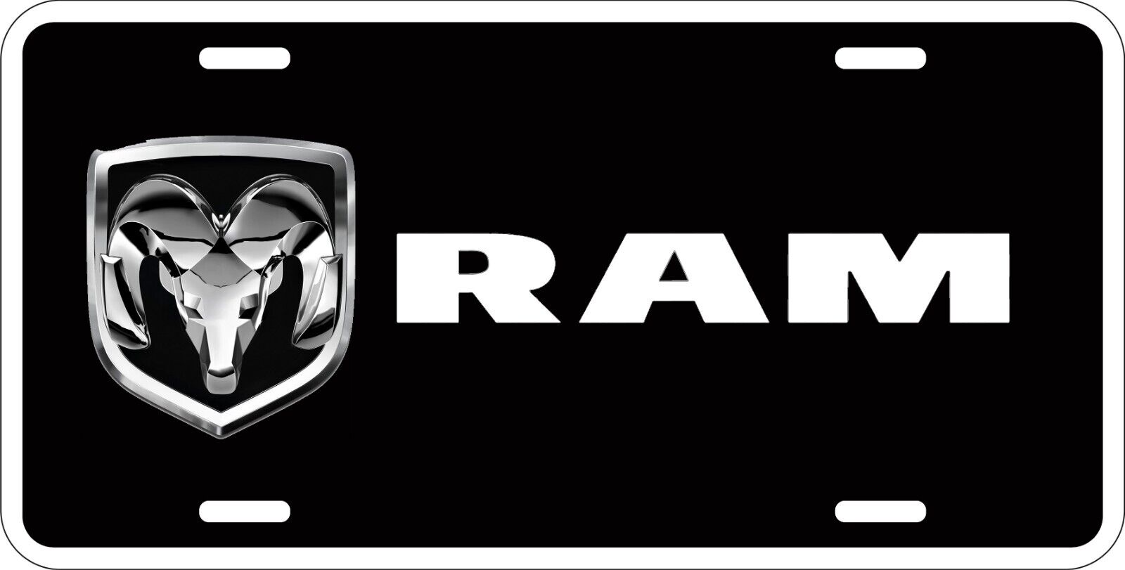 Dodge Ram Black License Plate New Car Tag Metal Aluminum 6 x 12 USA black