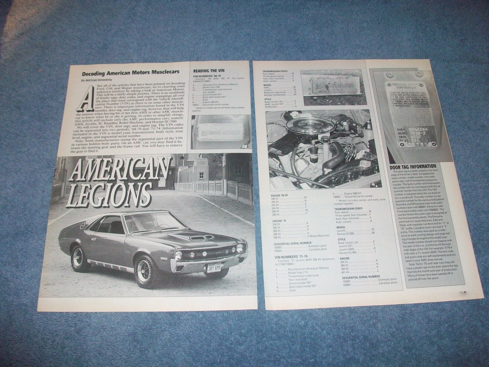 1968-\'74 American Motors Vin Decoding Vintage Info Article \