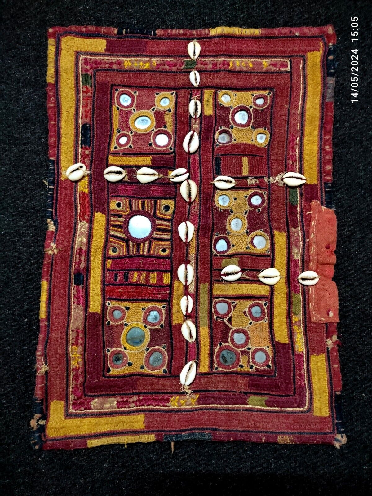 Vintage indian Banjara textile kutchi mirror antique ethnic rabari boho patch 23
