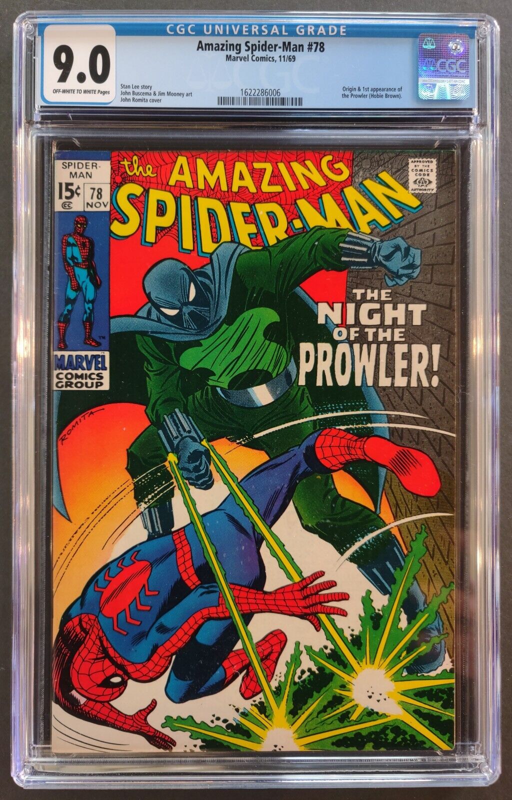 AMAZING SPIDER-MAN #78 CGC 9.0 MARVEL COMICS 1969 1ST APPEARANCE OF THE PROWLER