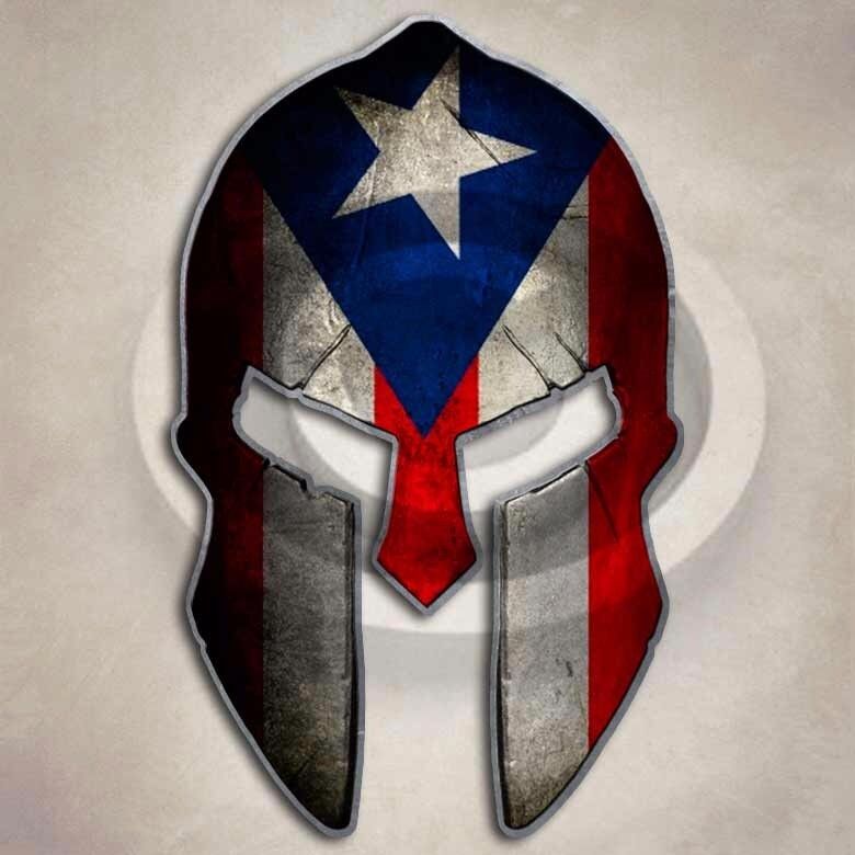 Puerto Rico Spartan Helmet Sticker Star Flag Decal Caribbean Island Warrior PR 