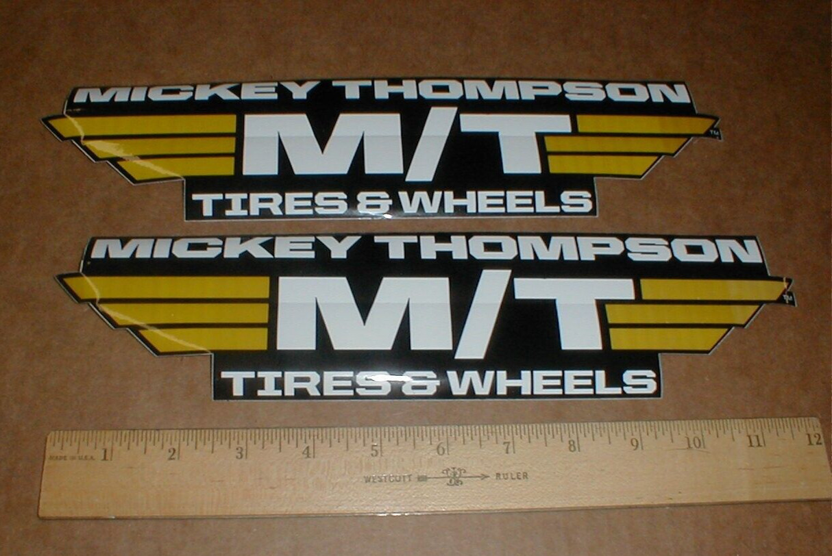 Mickey Thompson M/T Tires & Wheels Hot Rod drag Racing Decal Sticker Pair 12\