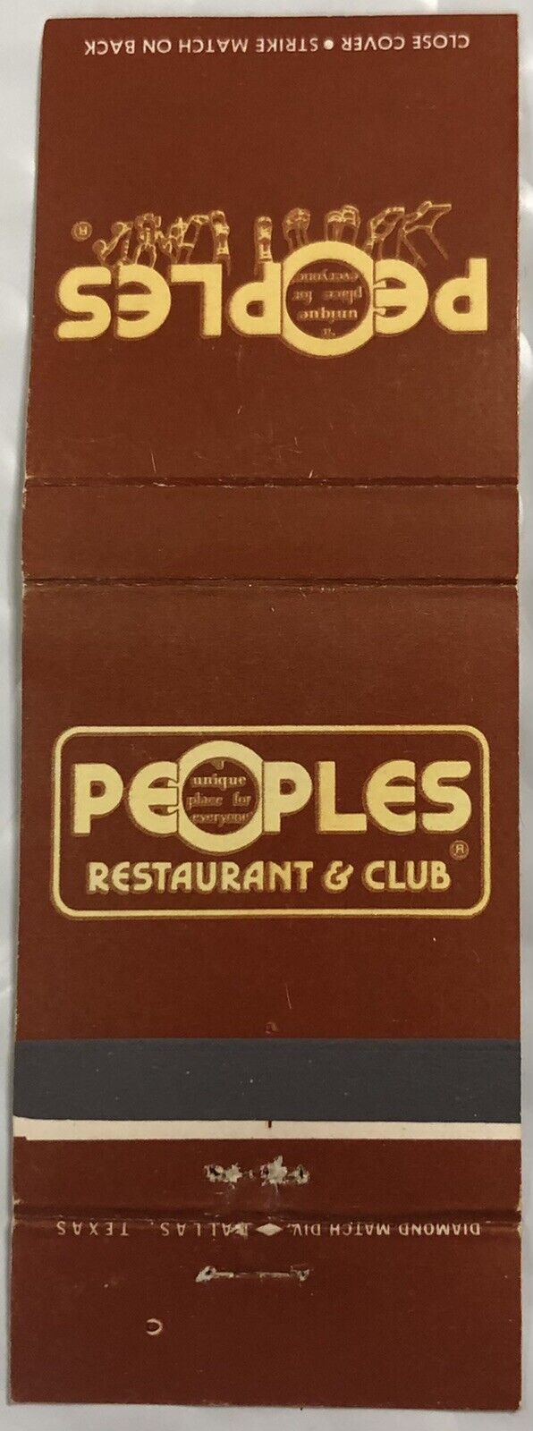 Vintage 20 Strike Matchbook Cover - Peoples Restaurant & Club