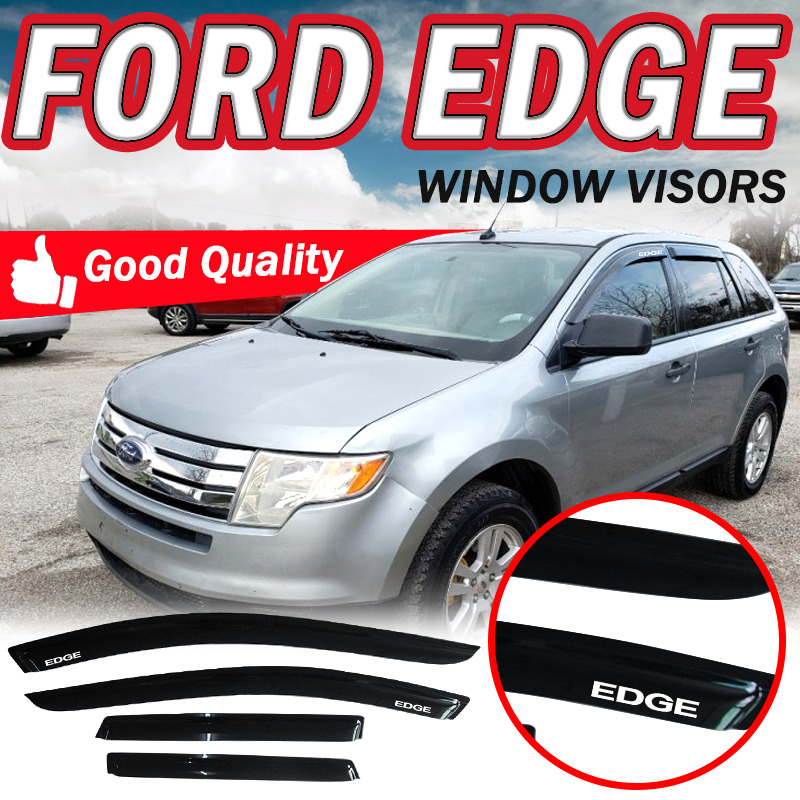 For 07-14 Ford Edge Window Visor Rain Sun Guard Vent Deflector w/ Emblems