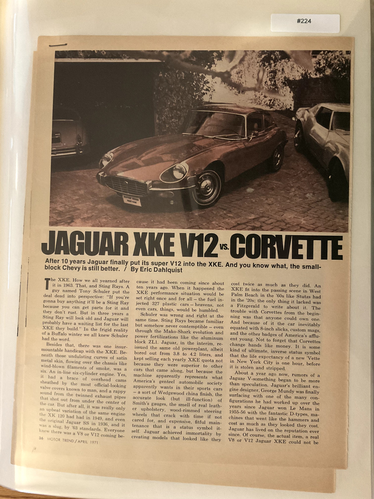 LBVETTE224 Article Comparison Test 1971 Corvette vs Jaguar XKE-12 April 1971 3pg