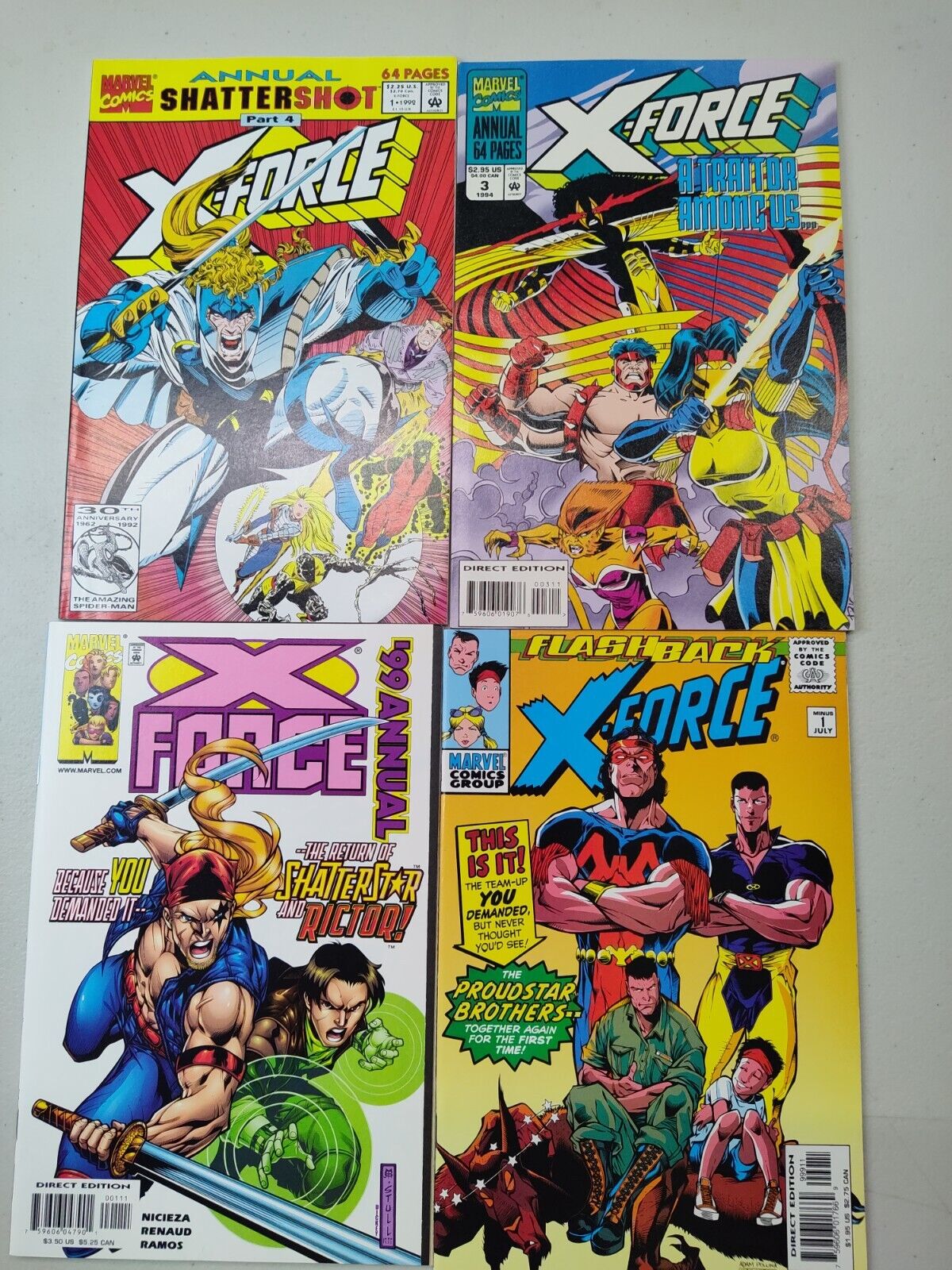 X-Force Annuals #1,3,'99 & Flash Back #1 Marvel 1992-99 Comics NM