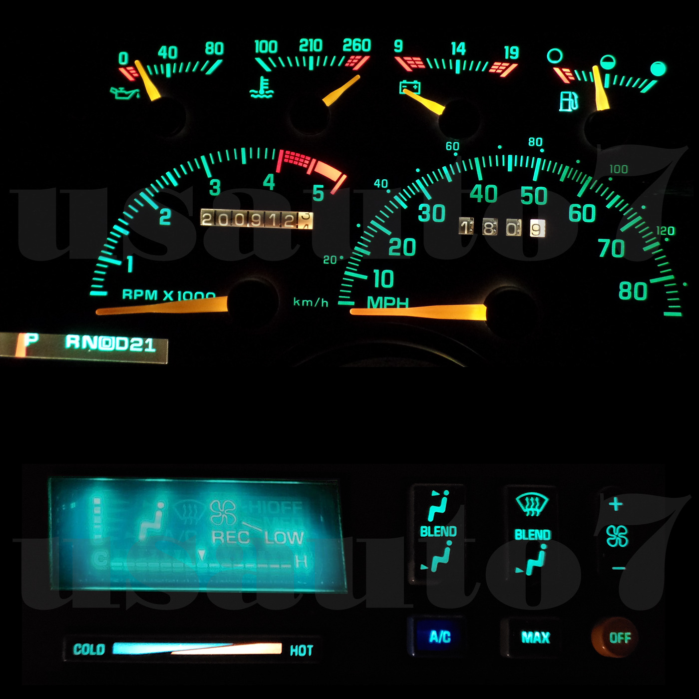 Cluster Gauge AC Heater Climate Control WHITE LED LIGHT 88-94 Chevy GMC Trucks
