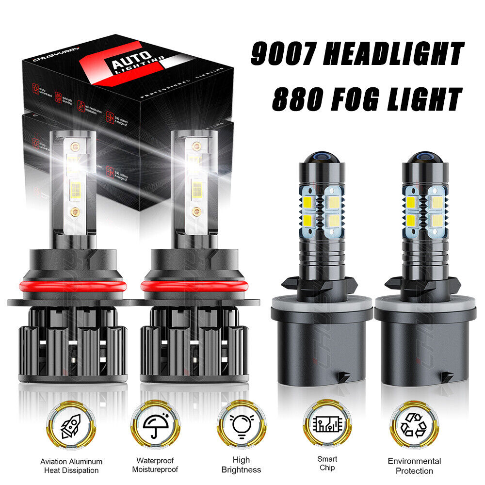 For Pontiac Grand Prix 1997-2003 9007 Headlight + 880 Fog Light Bulbs Kit 4PCS