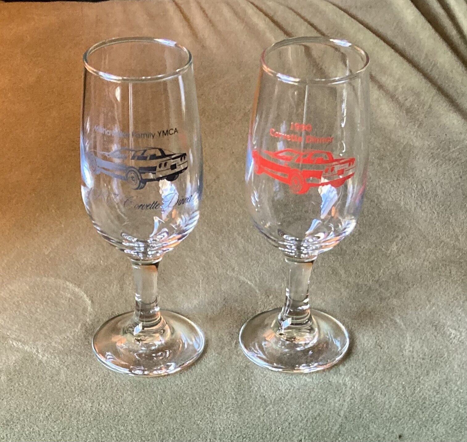*VINTAGE* Corvette Dinner Wine Glass Lot   (1987 & 1990)