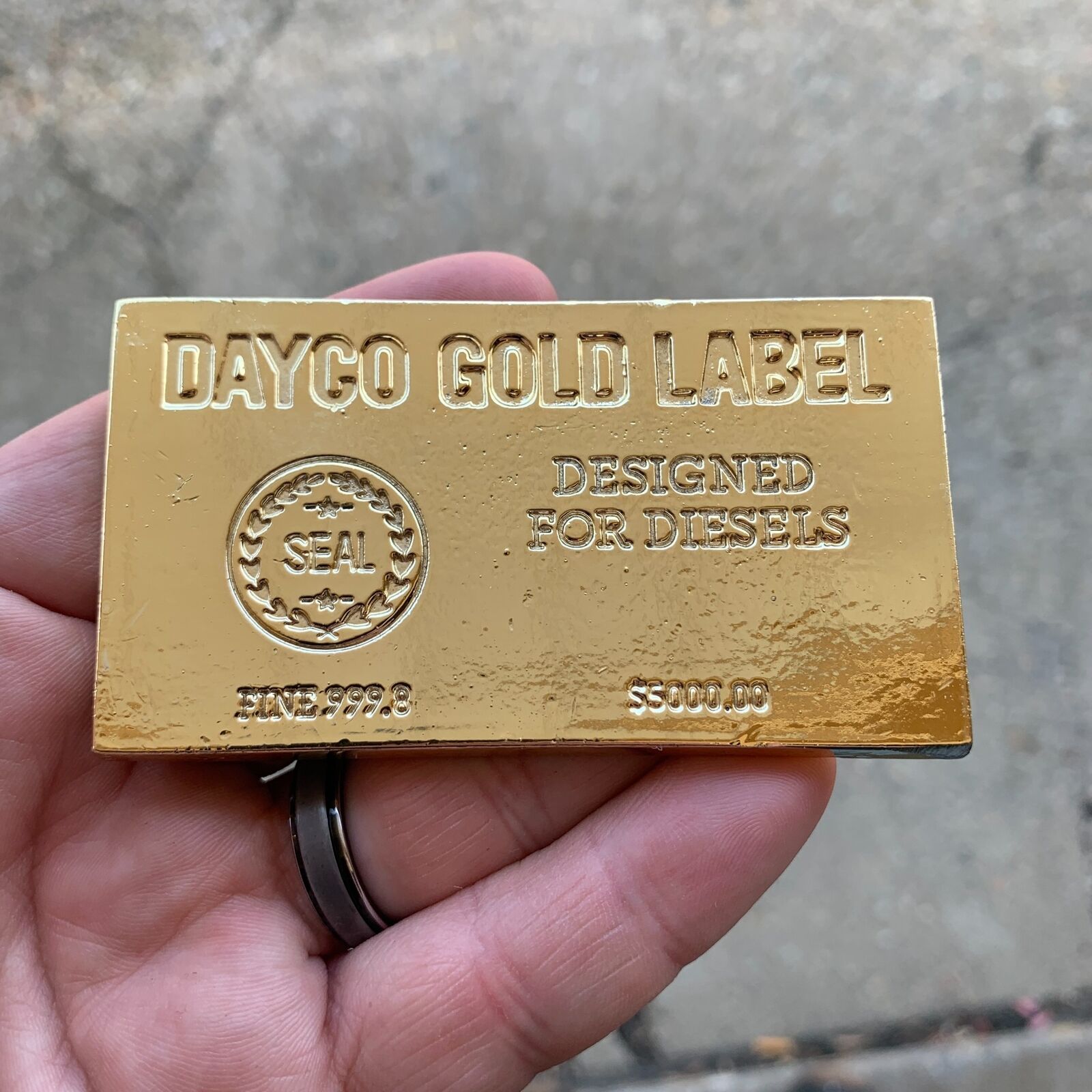 Vintage Dayco Gold Label Diesel Advertising FACSIMILE Gold Bar Paperweight