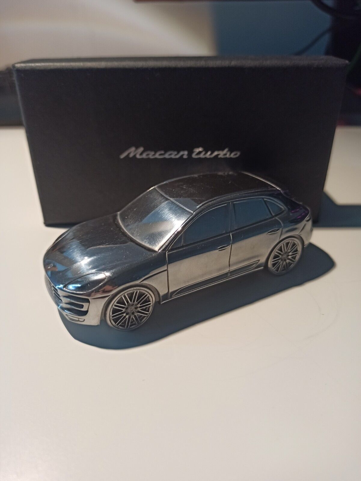 Porsche Macan Turbo Limited Edition Chrome model Aluminum Paperweight 1:43