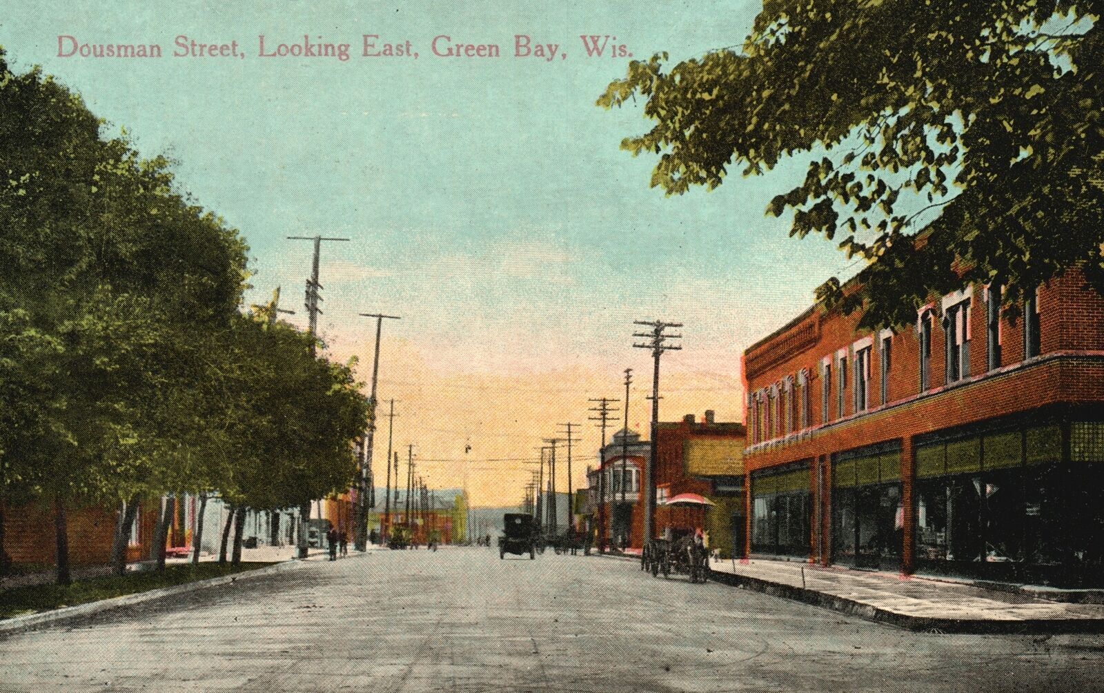 Vintage Postcard 1910\'s Dousman Street Looking East Green Bay Wisconsin WI