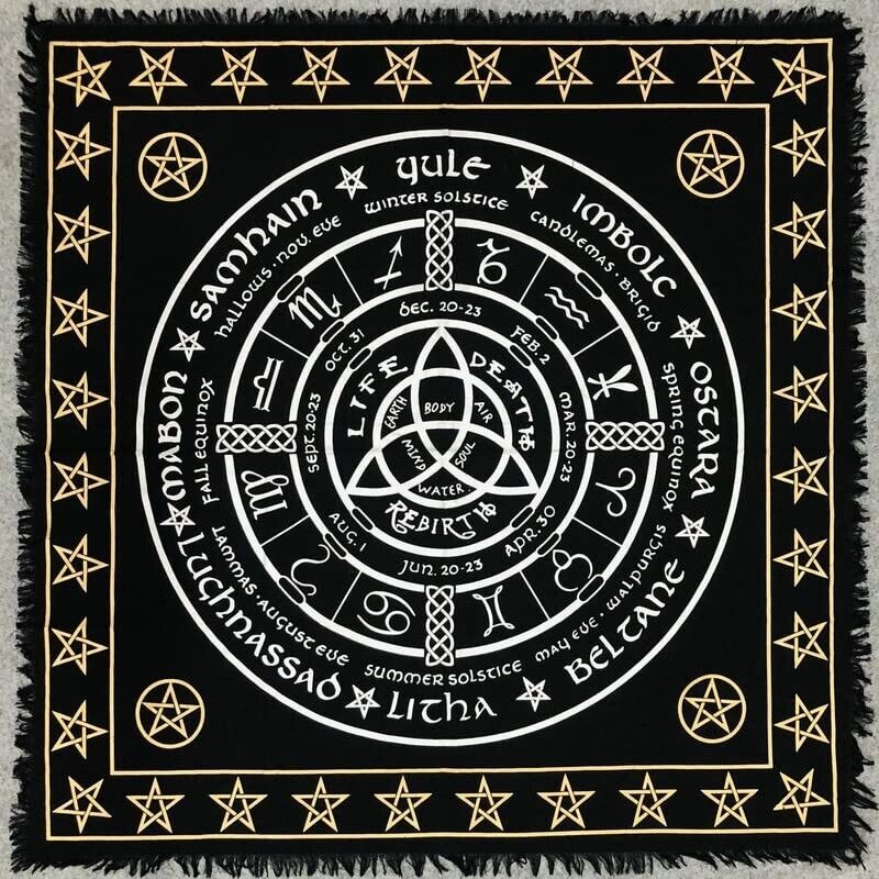 Pagan Wheel Altar Cloth Tarot Witchcraft Card Square 24x24\
