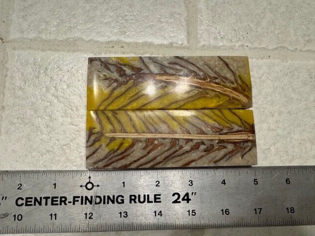 Carbon Fiber Unique Leaf Designs Resin Knife Handle Blank Scales Yellow base