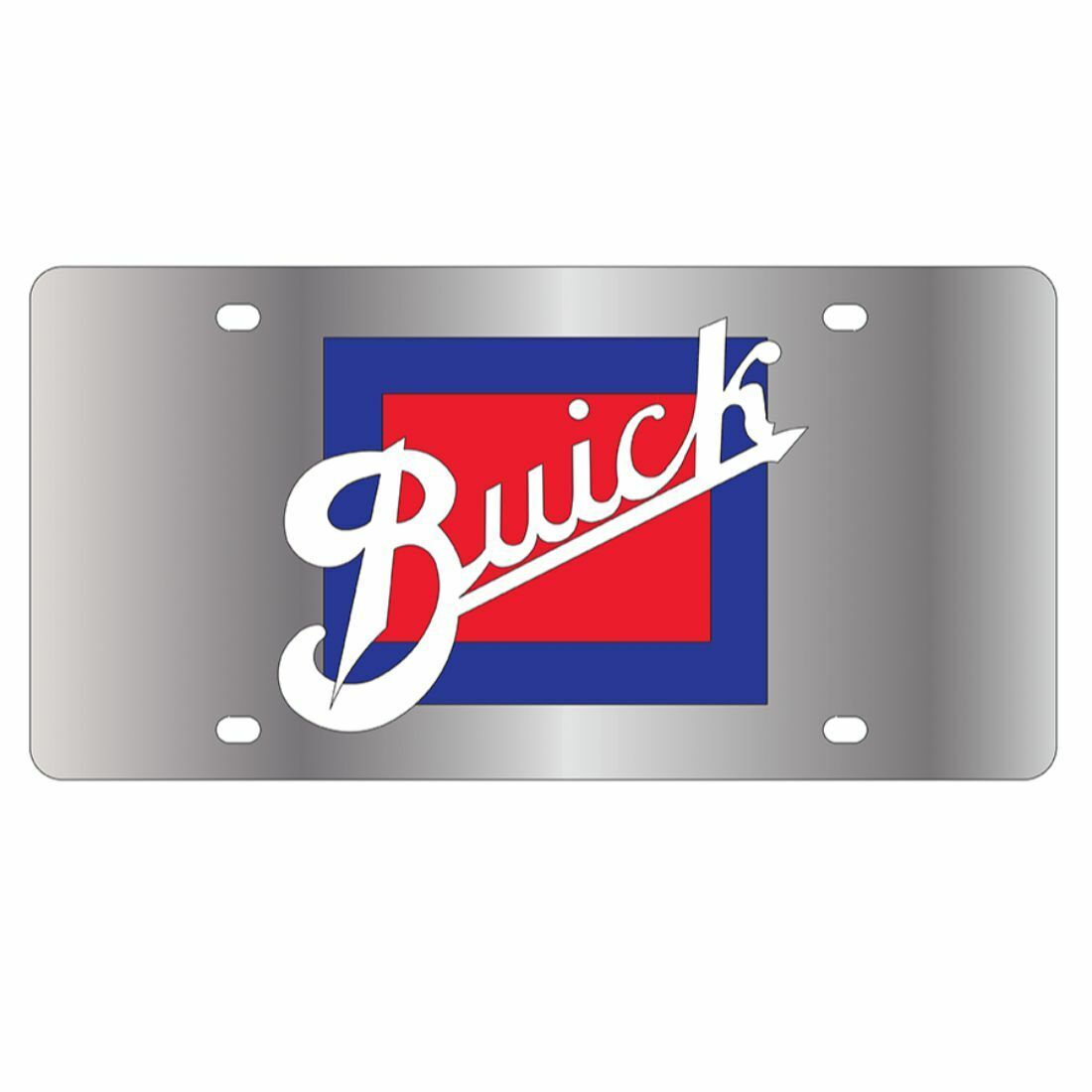 Stainless Steel Buick Retro Blue Red White License Plate Frame 3D Novelty Tag