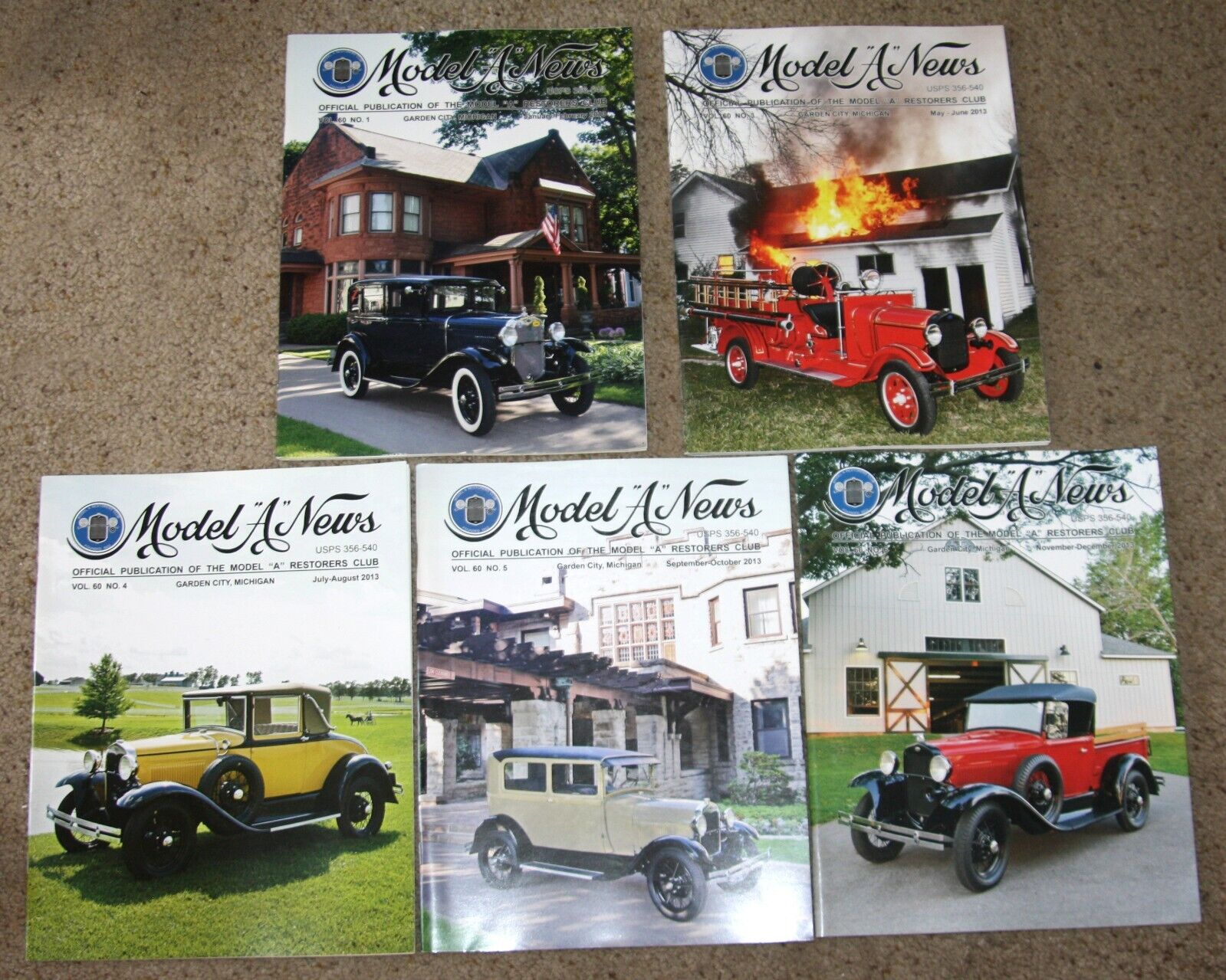 Model A News magazine restorers club Vol 60 2013 FIVE ISSUES No. 1 3 4 5 6