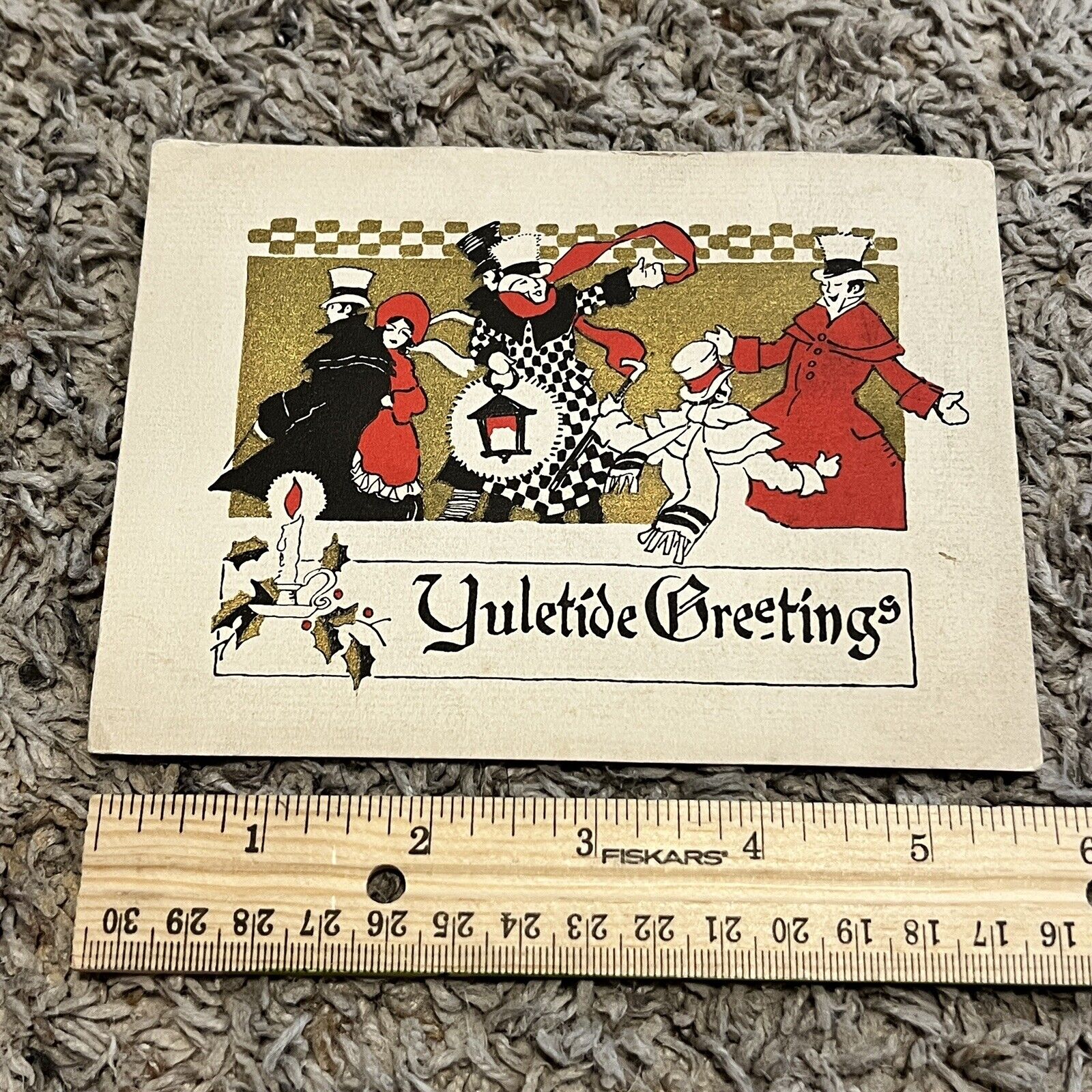 INTERESTING EARLY CHRISTMAS YULETIDE GREETINGS CARD (ONE SIDE)