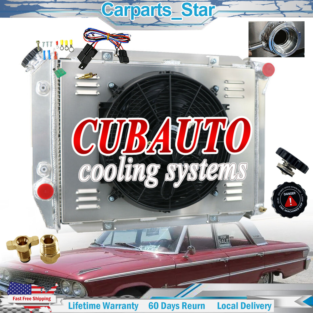 For 67-68 Ford Galaxie Thunderbird/Mercury Marquis Radiator 4Rows Shroud Fan Kit