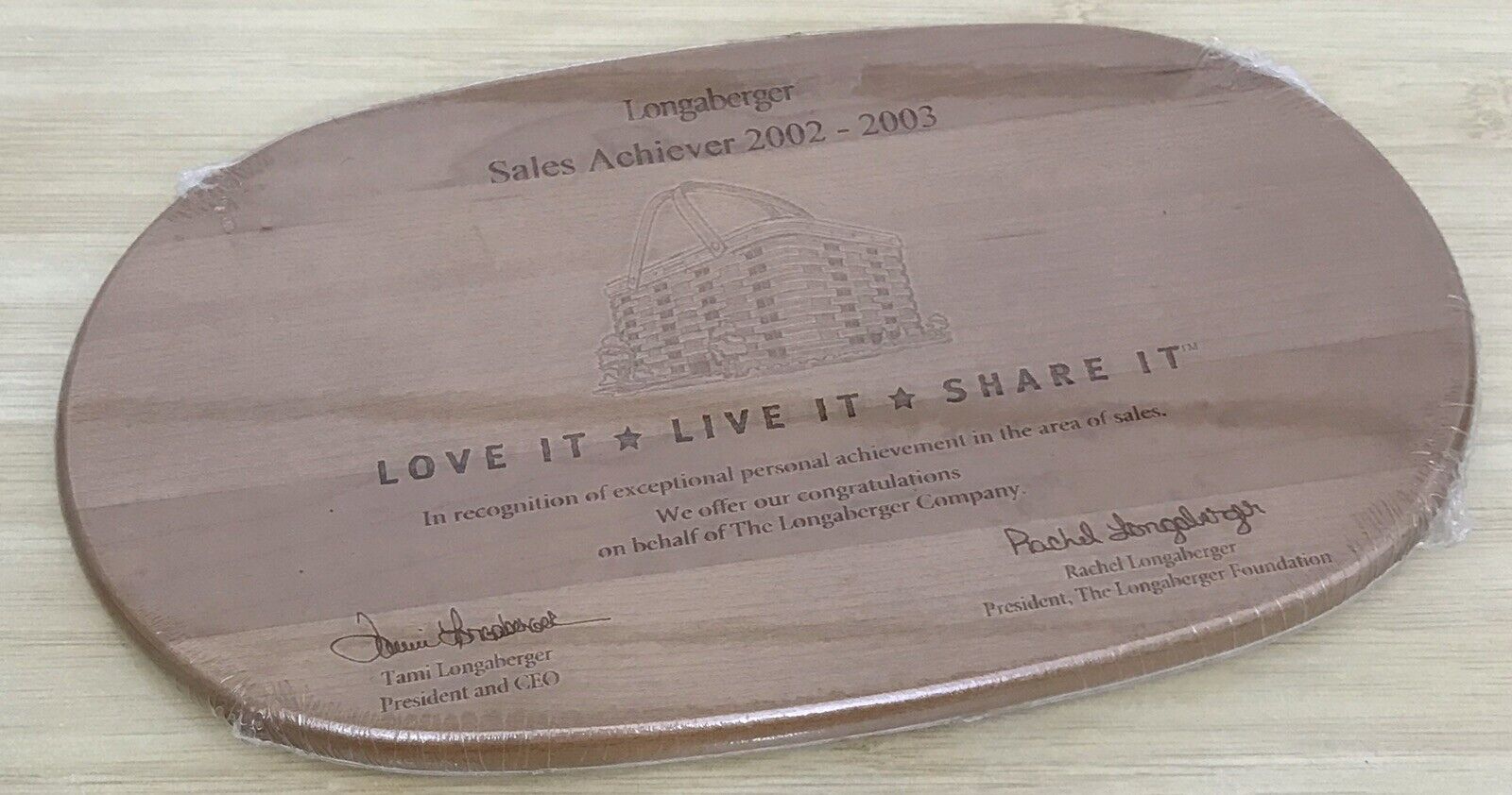 Longaberger 2002-2003 Sales Achiever WoodCrafts Lid