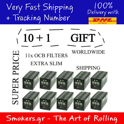10 + 1 GIFT - FULL BOX OCB Cigarette Filter Tips Ultra Slim Premium  -SUPER HOT-