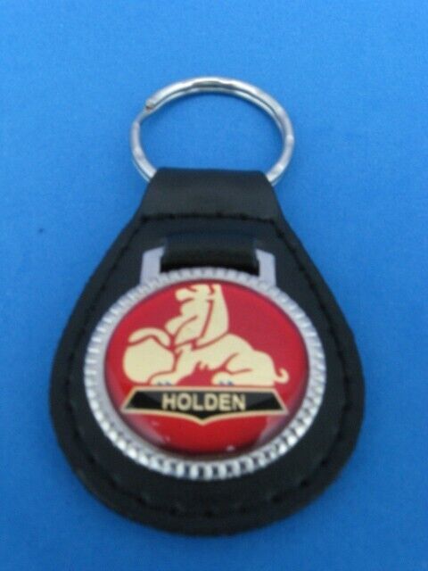 Vintage Holden genuine grain leather keyring key fob keychain - Old Stock Red