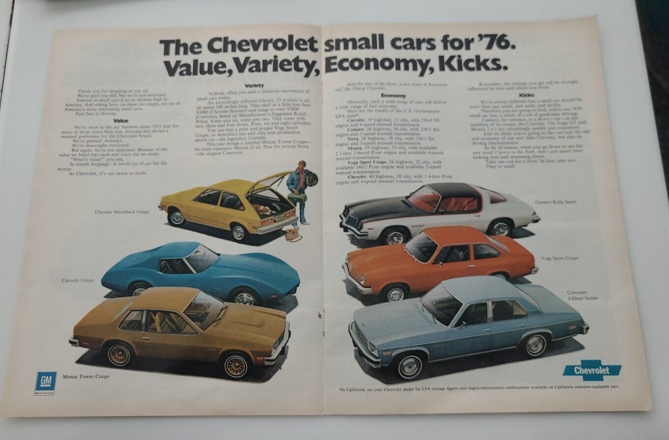 1976 Chevrolet Chevette Camaro Vega Impala Caprice Monte Carlo 6-Page print Ad