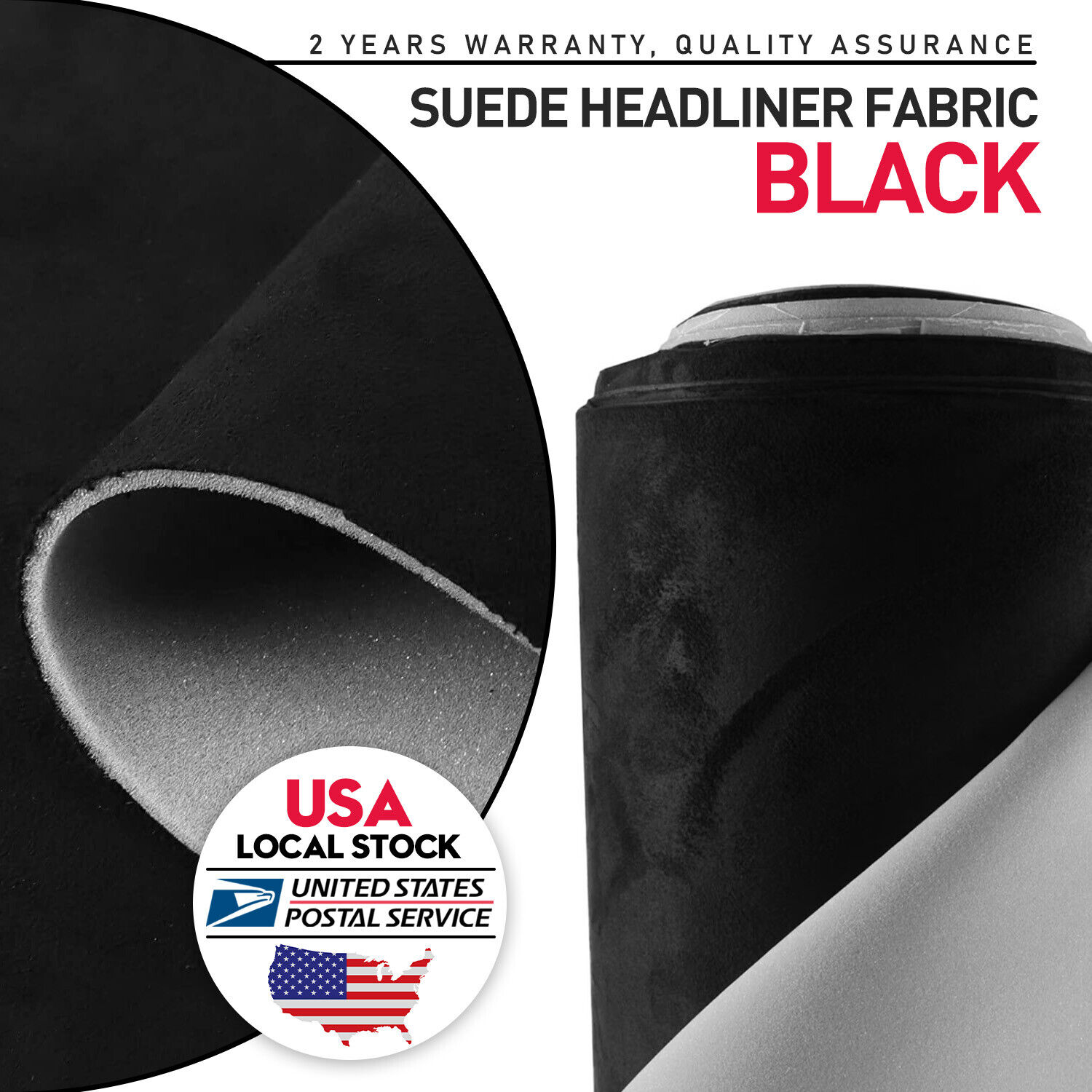 BLACK Suede Headliner Fabric Material 80\