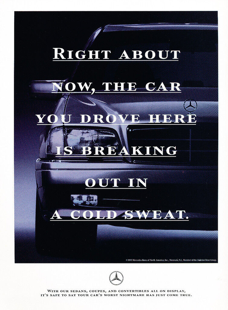 1995 Mercedes Benz - cold sweat - Classic Car Advertisement Print Ad J72