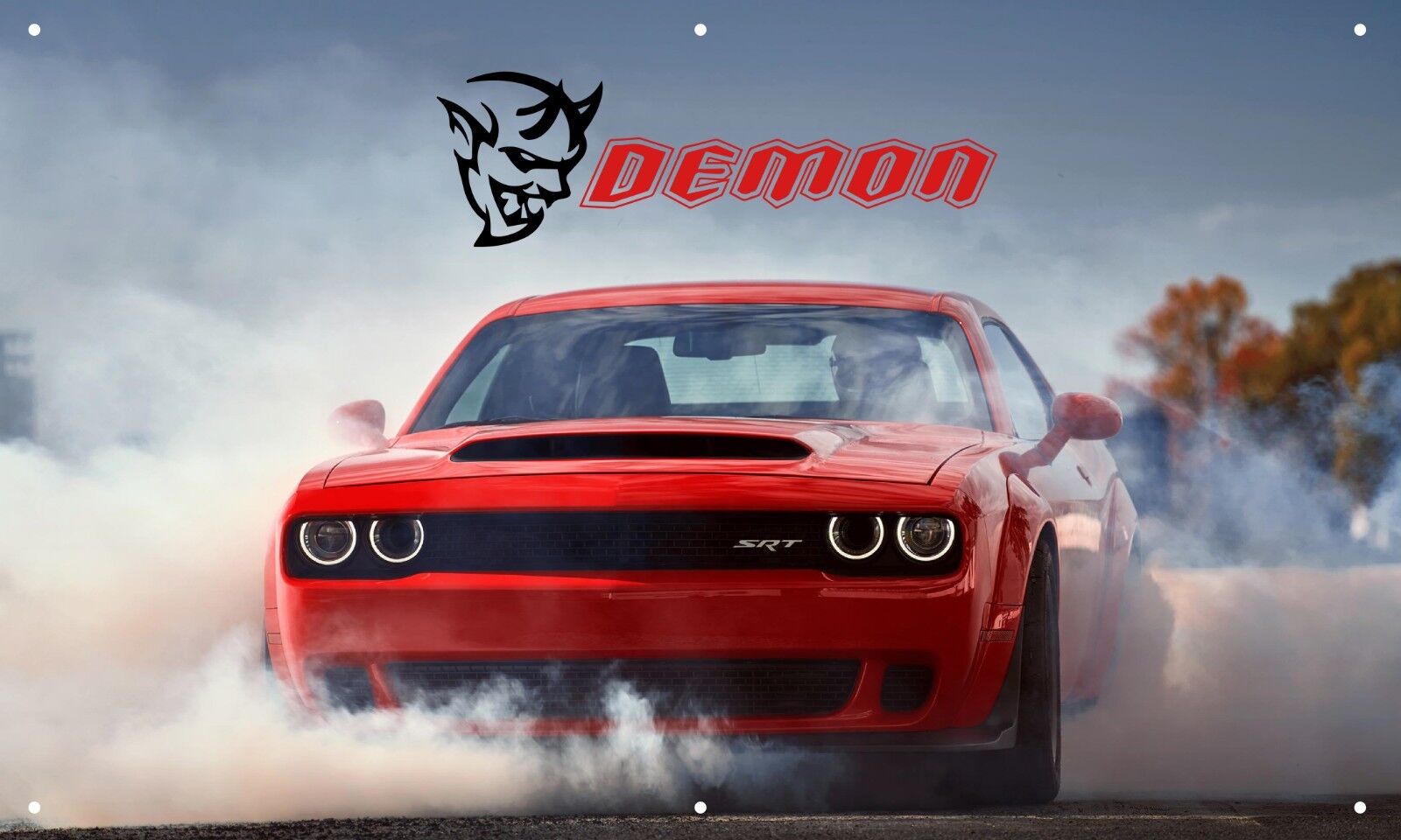 Dodge Demon Burnout 3\'X5\' VINYL BANNER MAN CAVE AMERICAN MUSCLE CAR RACE CAR RED
