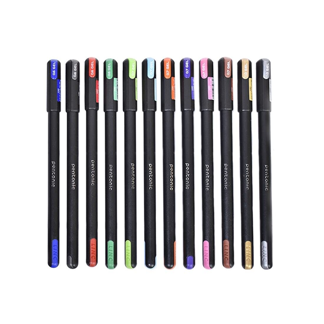 Pentonic Multicolor Gel Pen With Hard Box Case | 0.6 mm-1.0 mm 12 Pcs Set