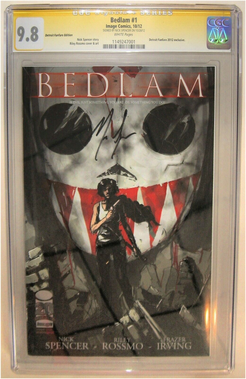 BEDLAM #1 CGC 9.8 SS SIGNED NICK SPENCER DETROIT FANFARE Variant Limited to 500