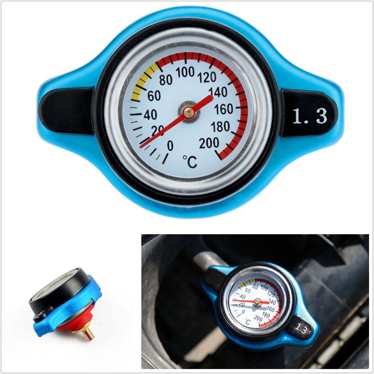 Professional Small Head Car Thermost Radiator Cap Cover + Water Temp Gauge Meter