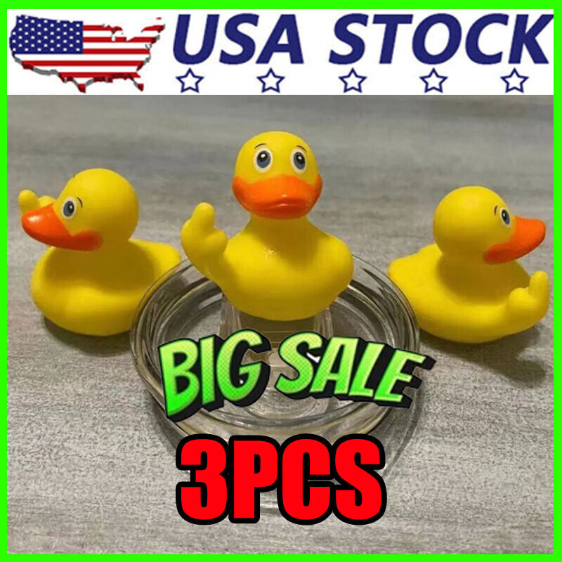 3Pcs The Finger Duck Car Rubber Duck Bath Toys Float Bathtub Duck Car Ornaments