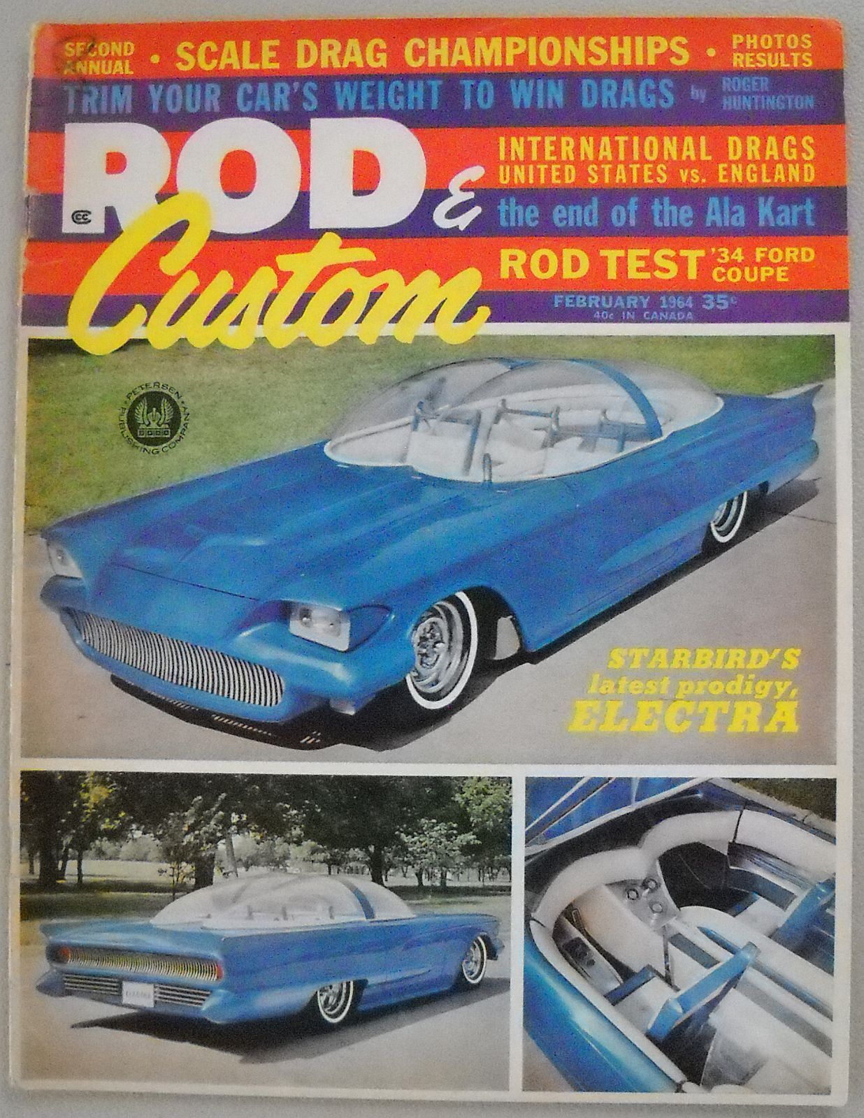 Rod & Custom February 1964 Trad Rat Hot 1933 1934 Ford Coupes Slot Car Drags