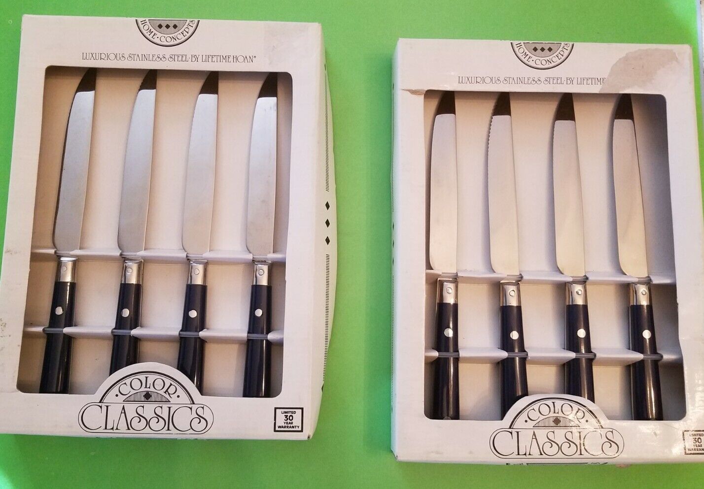 New 8 Pc Color Classics Home Concepts Stainless Lifetime Hoan Steak Knife Set 
