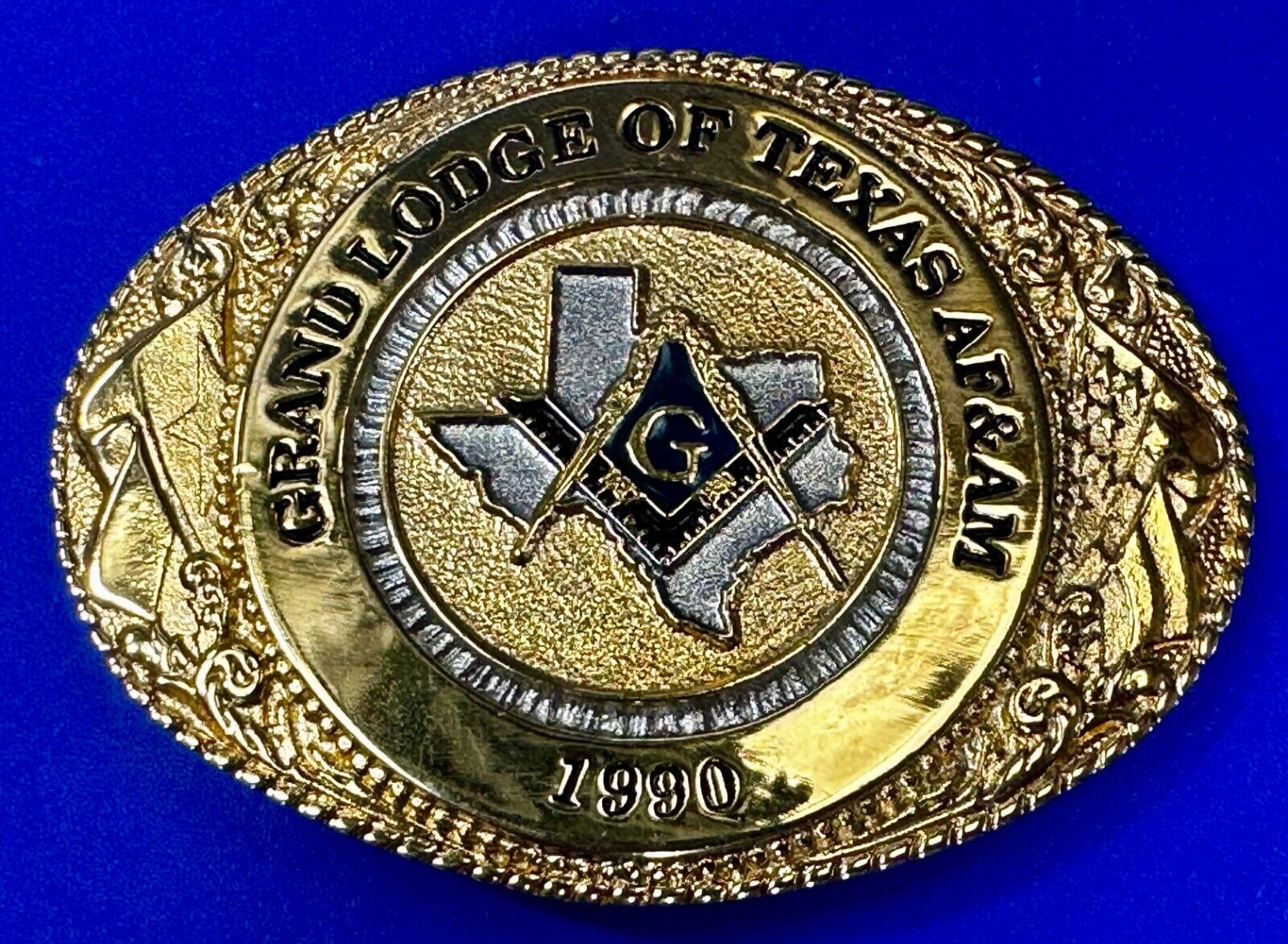 Masons Grand Lodge of Texas AF&AM Vintage 1990 Belt Buckle by TL&B
