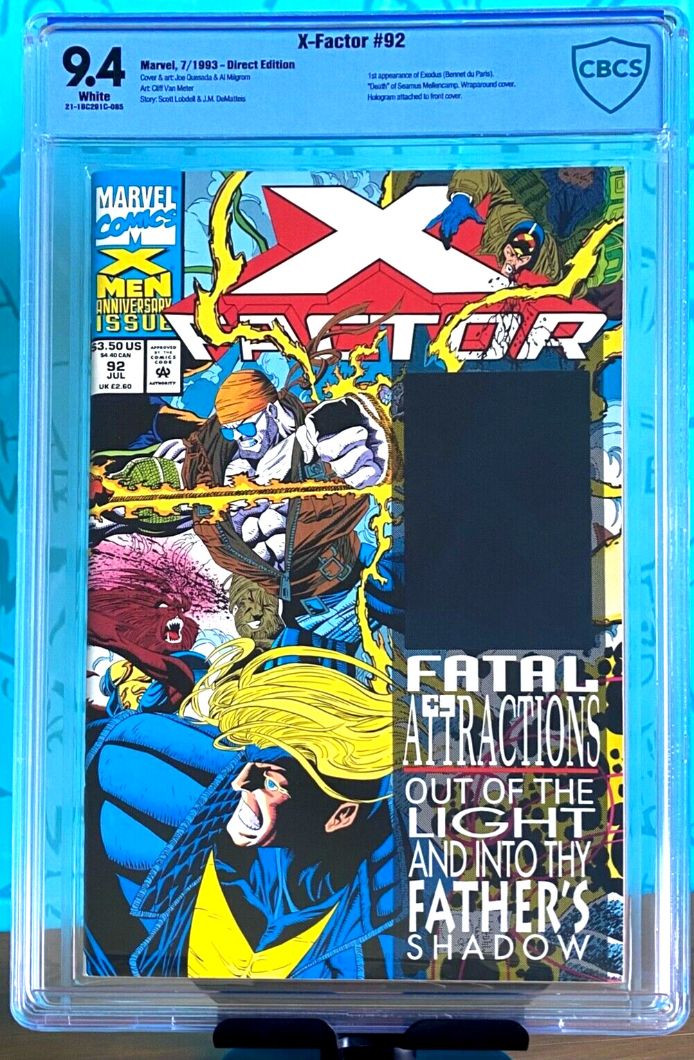 X-Factor #92 (1993) CBCS 9.4 / White Pages / Hologram Cover - Marvel Comics