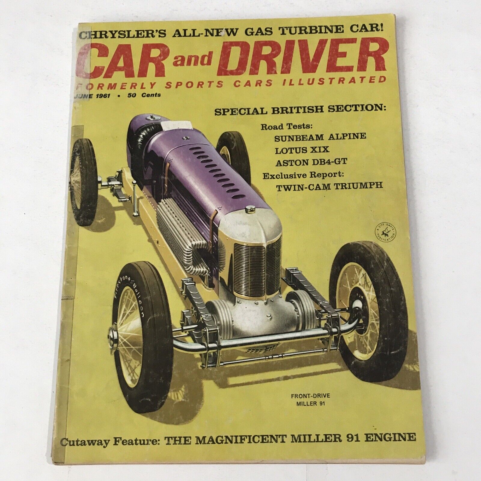 Car And Driver Magazine Aston Martin Chrysler Lotus Miller June 1961